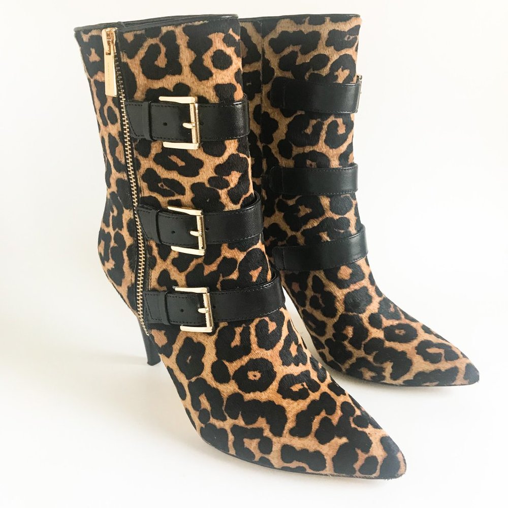 MICHAEL KORS Shoes | Lori Haircalf Bootie | Leopard Print Mid calf Zip Boots